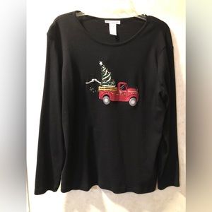 Rebecca Malone Christmas top with the old Chevy truck & Christmas tree Size XL